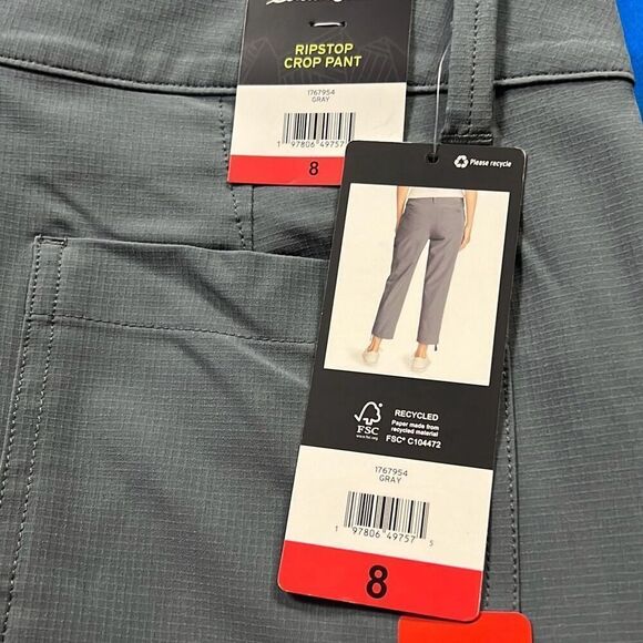 EDDIE BAUER Ripstop Crop Pants Size 8 Ladies’ Women’s Gray NWT Pockets Capri - Picture 13 of 16